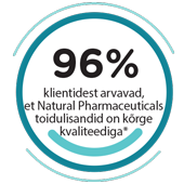 Natural Pharmaceuticals Vistan™ 96% klientidest hindavad Natural Pharmaceuticals toidulisandeid kõrge kvaliteediga.